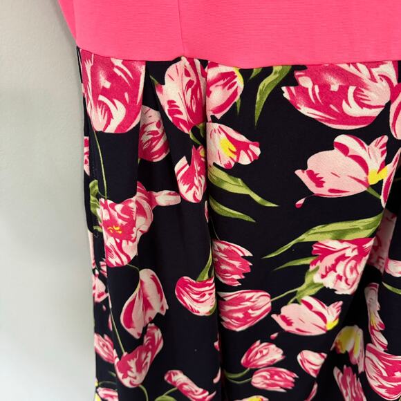 Oxiuly Fashion Pink Floral Swing Dress Size XL Rayon & Polyester Blend - Picture 5 of 7